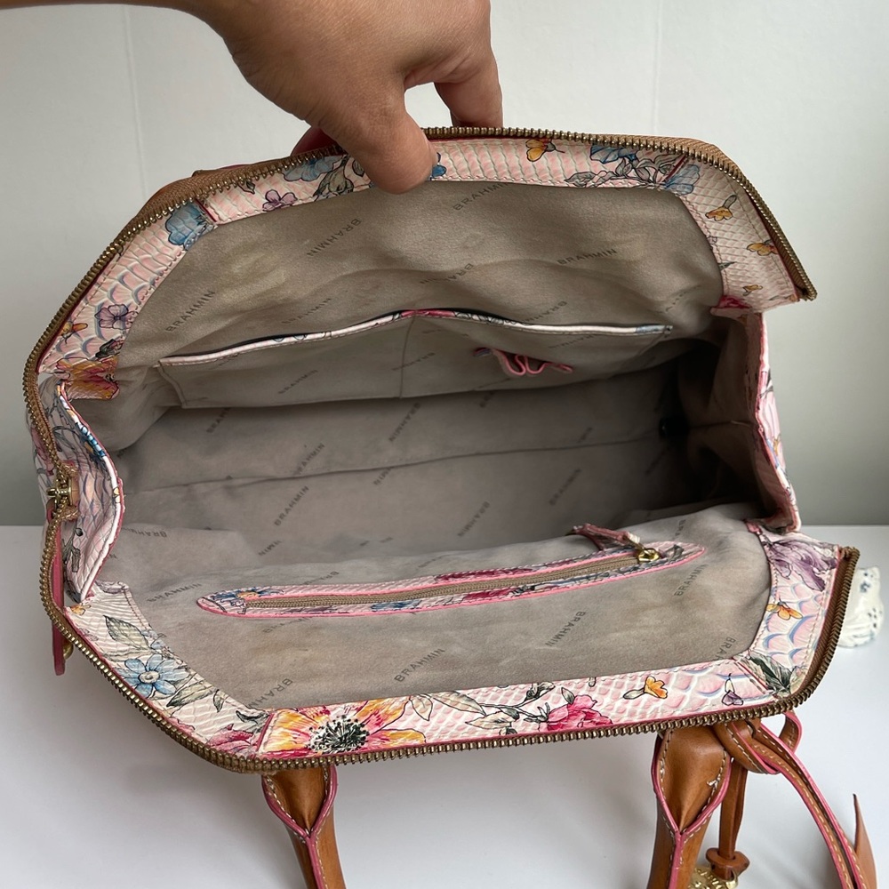 BRAHMIN LIGHT PINK OASIS FLORAL ELISA Satchel Super Rare & Hard To Find - Picture 14 of 17